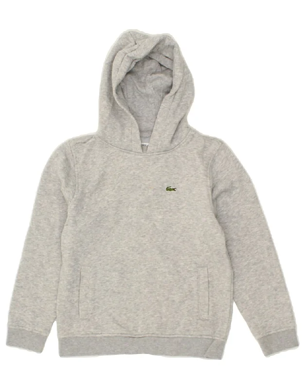 men's hoodie sweatshirt -LACOSTE Boys Hoodie Jumper 9-10 Years Grey Cotton