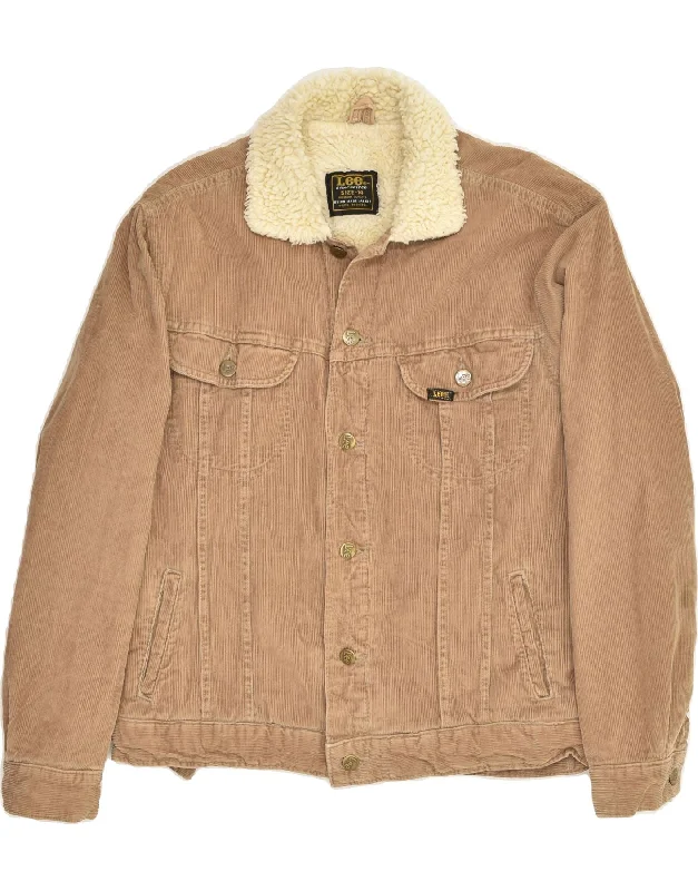 men's performance jackets -LEE Boys Corduroy Shearling Jacket 13-14 Years Brown Polyester