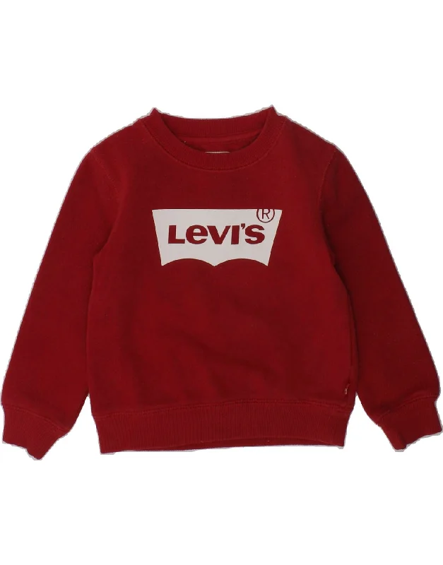 men's hoodie for sports activities -LEVI'S Baby Girls Graphic Sweatshirt Jumper 18-24 Months Red Cotton