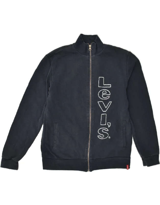 men's stylish outdoor jackets -LEVI'S Boys Graphic Tracksuit Top Jacket 13-14 Years Navy Blue Cotton