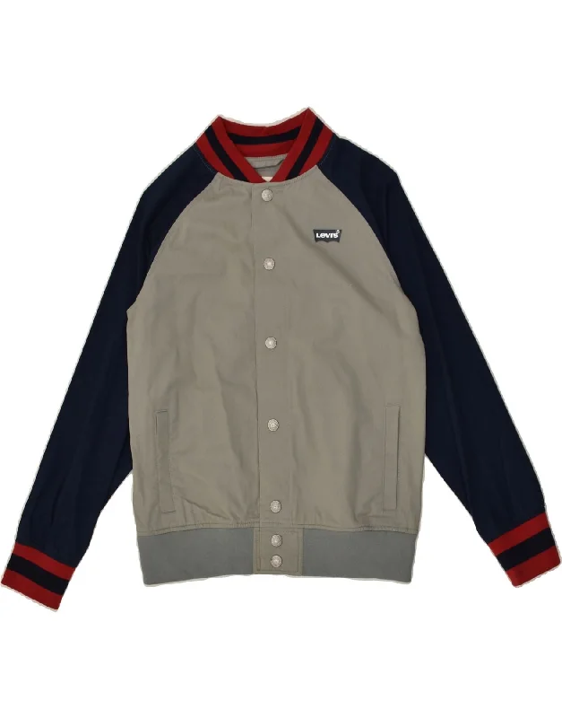 men's everyday jackets -LEVI'S Boys Varsity Jacket 12-13 Years Large Grey Colourblock Cotton