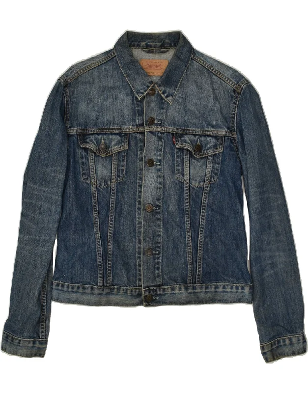 men's lightweight puffer jackets -LEVI'S Girls Denim Jacket 12-13 Years Large Blue Cotton