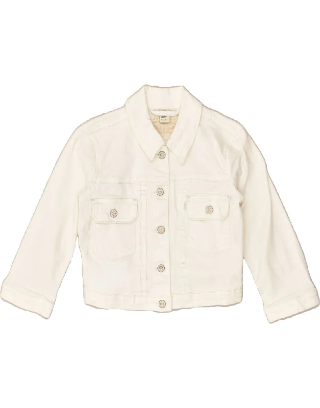 men's formal winter jackets -LEVI'S Girls Denim Jacket 5-6 Years Small White Cotton