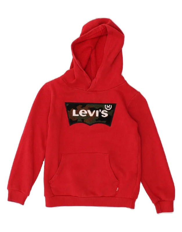 men's warm winter hoodies -LEVI'S Girls Graphic Hoodie Jumper 4-5 Years Red