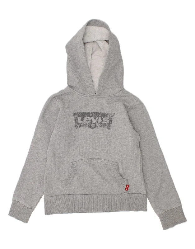 men's pullover sweatshirts -LEVI'S Girls Graphic Hoodie Jumper 7-8 Years Grey