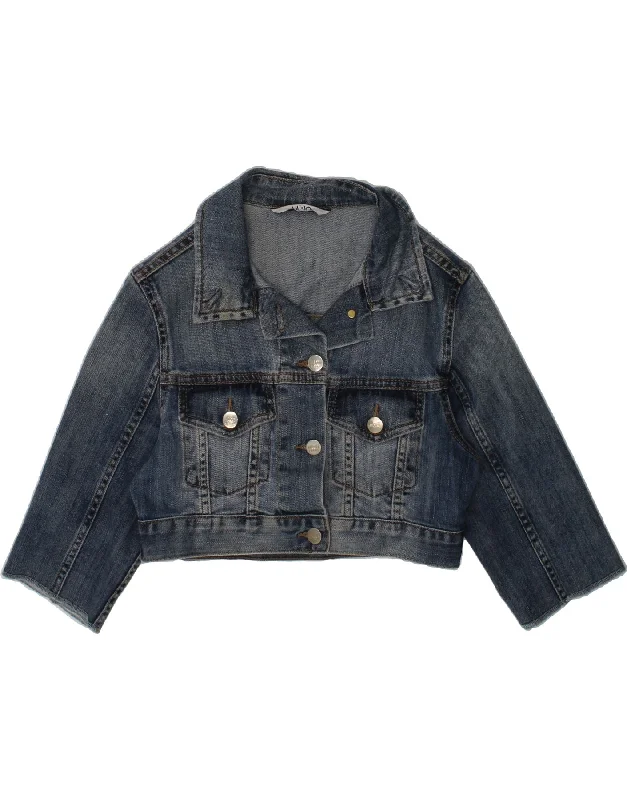 men's wind-resistant jackets -LIU JO Girls Crop Denim Jacket 13-14 Years Navy Blue Cotton