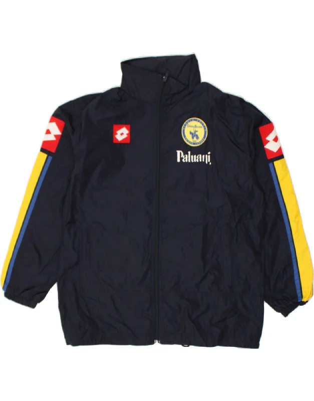 men's professional jackets -LOTTO Boys Graphic Rain Jacket 11-12 Years Medium Navy Blue Colourblock