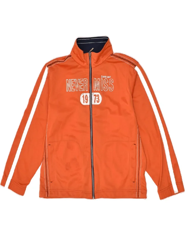 men's leather jacket with lining -LOTTO Boys Graphic Tracksuit Top Jacket 13-14 Years Orange Polyester