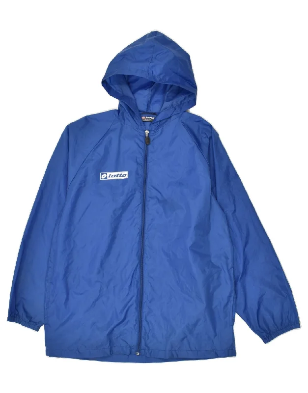 men's trench jackets for winter -LOTTO Boys Hooded Rain Jacket 13-14 Years 2XL Blue Nylon