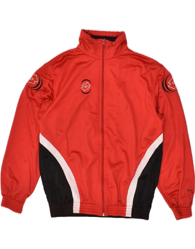 men's work jackets -LOTTO Boys Tracksuit Top Jacket 13-14 Years Large  Red Colourblock