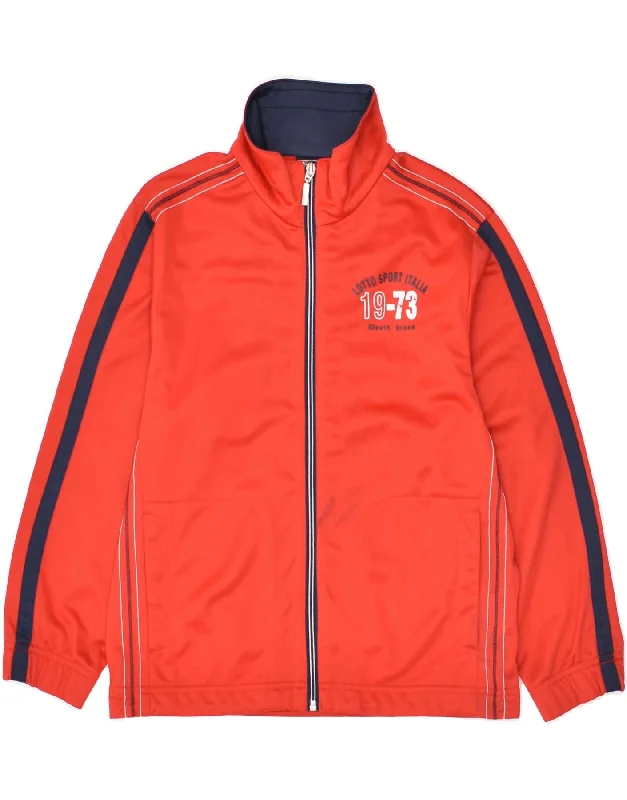 men's classic leather jackets -LOTTO Boys Tracksuit Top Jacket 9-10 Years Small  Red Polyester