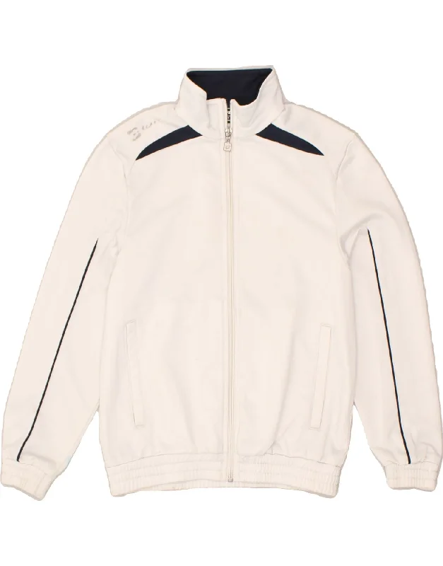 men's parka jackets for cold weather -LOTTO Boys Tracksuit Top Jacket 9-10 Years Small White Polyester