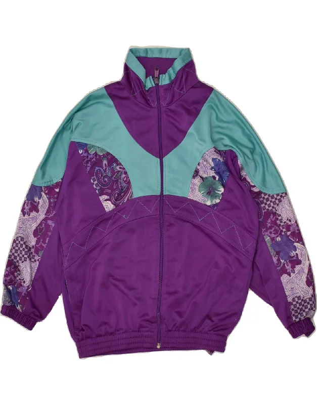 men's hooded jackets -LOTTO Girls Graphic Tracksuit Top Jacket 12-13 Years Purple Paisley