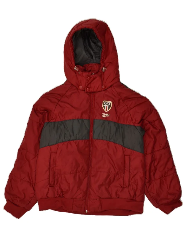 men's parka jackets for cold weather -LOTTO Girls Hooded Padded Jacket 11-12 Years Medium Red Nylon