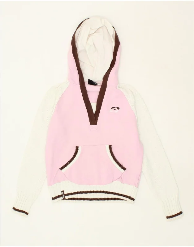 men's comfy hoodie sweatshirt -LOTTO Girls Hoodie Jumper 10-11 Years Medium Pink Colourblock