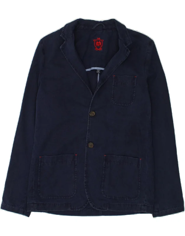 men's outdoor fleece jackets -MASSIMO DUTTI Boys 2 Button Blazer Jacket 13-14 Years Navy Blue Cotton