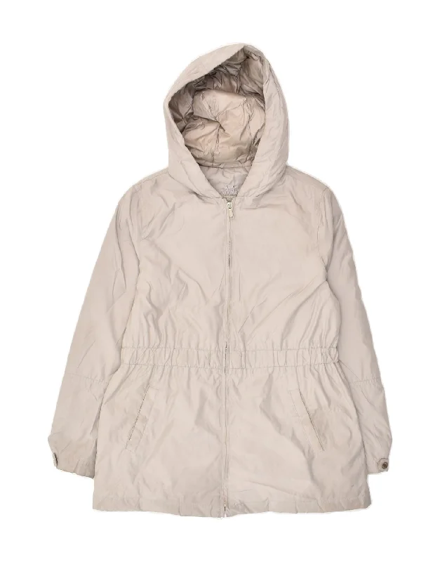 men's lightweight outdoor jackets -MASSIMO DUTTI Girls Hooded Padded Jacket 13-14 Years Grey Polyester