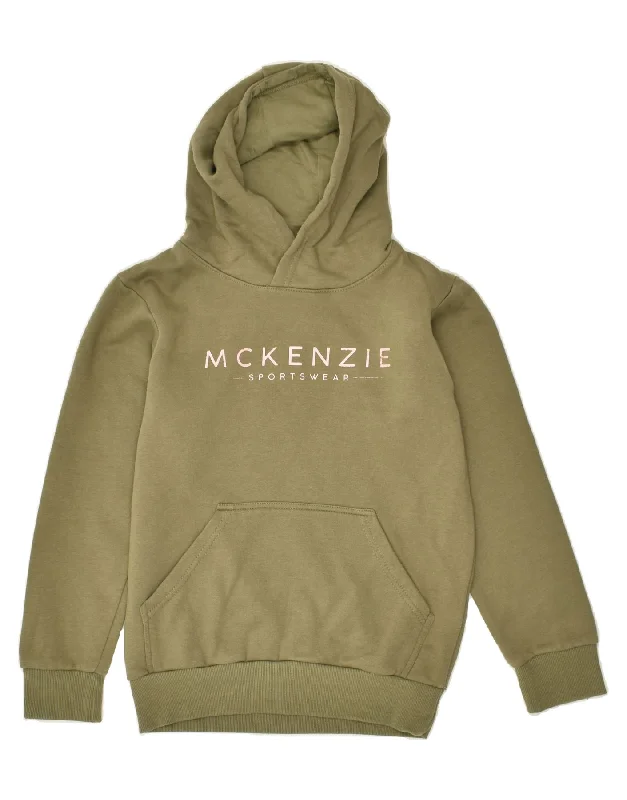 men's colorful hoodies -MCKENZIE Boys Graphic Hoodie Jumper 12-13 Years Khaki Cotton