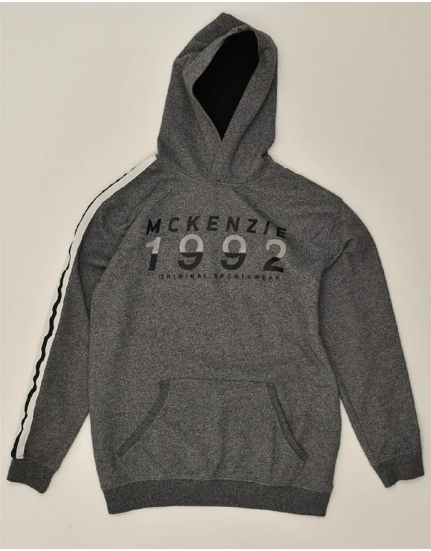 men's hoodie for outdoor workouts -MCKENZIE Boys Graphic Hoodie Jumper 13-14 Years Grey