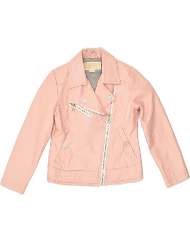 men's warm jackets for fall -MICHAEL KORS Girls Biker Jacket 5-6 Years Pink Polyurethane