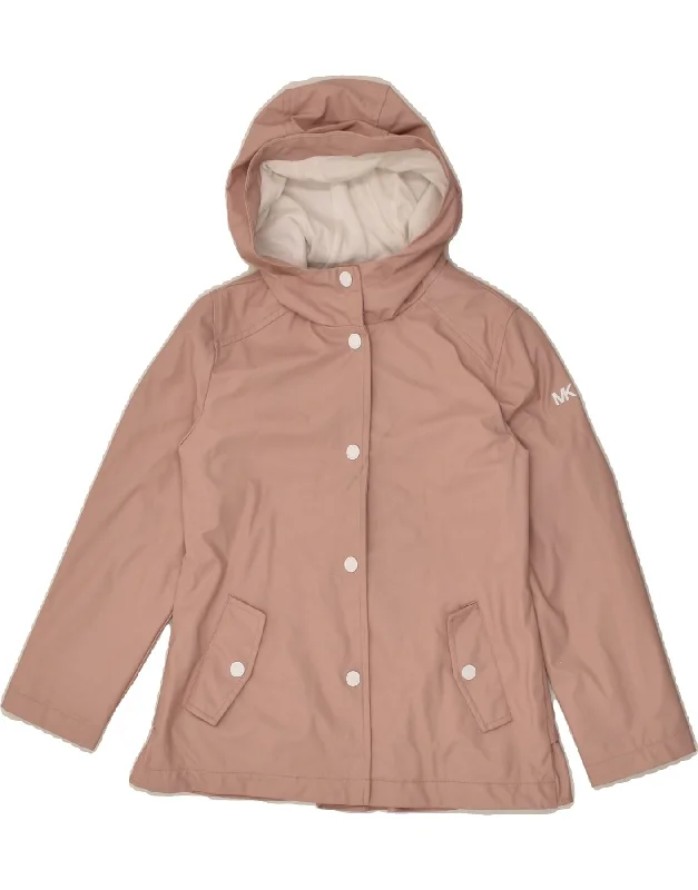 men's windbreaker jackets -MICHAEL KORS Girls Hooded Rain Jacket 5-6 Years Pink Polyester