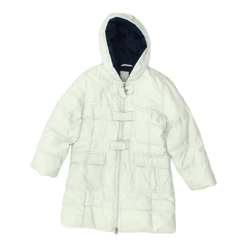 men's hoodie for running -Moncler Boys Girls White Padded Hoodie Coat | Vintage High End Designer Kids VTG