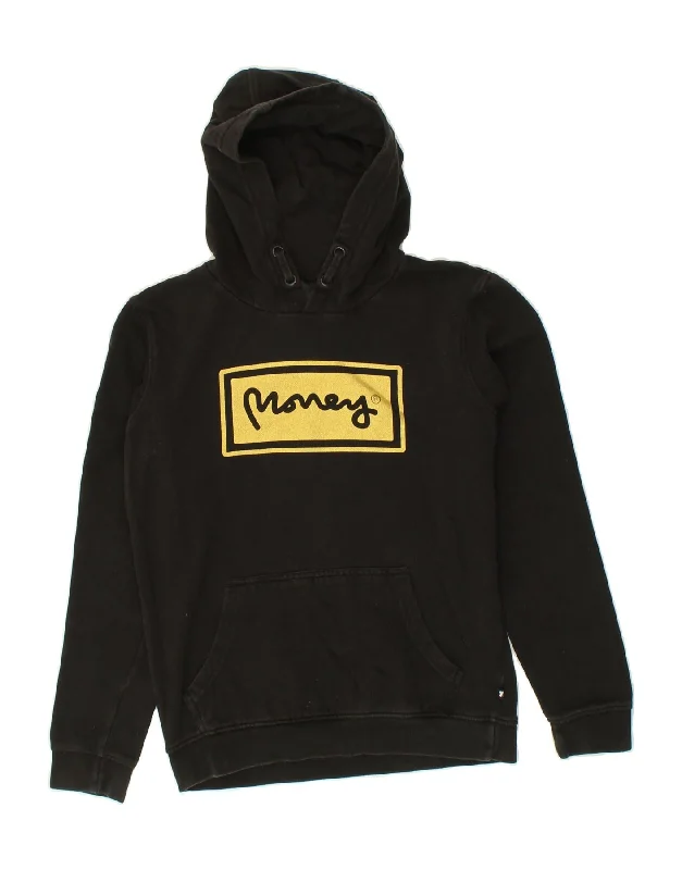 men's hoodie sweatshirt for weekend -MONEY Boys Graphic Hoodie Jumper 12-13 Years Black Cotton