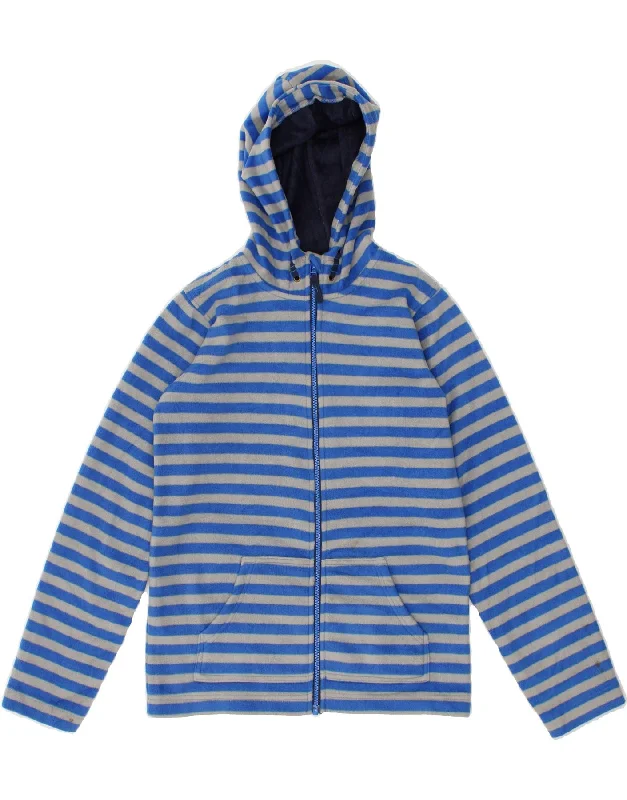 men's fleece jackets -MOUNTAIN WAREHOUSE Boys Hooded Fleece Jacket 12-13 Years Blue Striped