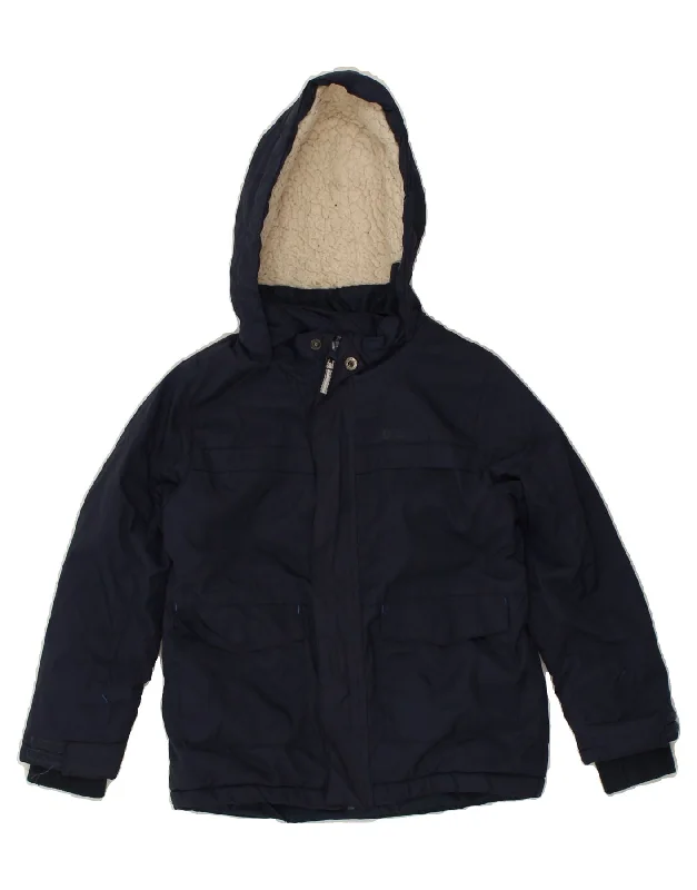 men's travel jackets -MOUNTAIN WAREHOUSE Boys Hooded Padded Jacket 5-6 Years Navy Blue Nylon