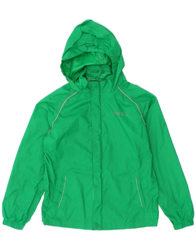 men's parkas -MOUNTAIN WAREHOUSE Boys Hooded Rain Jacket 11-12 Years Green Nylon