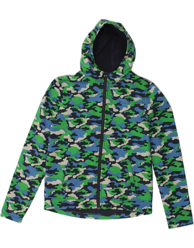 men's classic jackets -MOUNTAIN WAREHOUSE Boys Hooded Rain Jacket 12-13 Years Green Camouflage