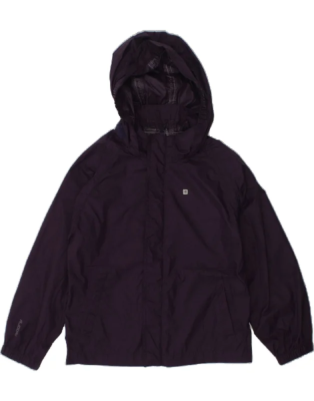 men's insulated jackets -MOUNTAIN WAREHOUSE Boys Hooded Rain Jacket 5-6 Years Purple Nylon