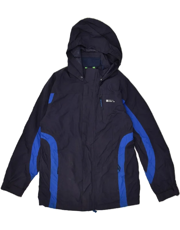 men's fleece-lined jackets -MOUNTAIN WAREHOUSE Boys Hooded Windbreaker Jacket 11-12 Years Navy Blue