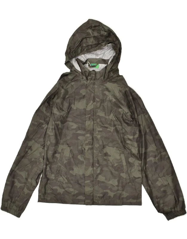 men's fashionable outer jackets -MOUNTAIN WAREHOUSE Boys Hooded Windbreaker Jacket 13-14 Years Khaki