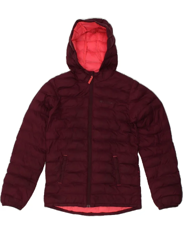 men's warm jackets for fall -MOUNTAIN WAREHOUSE Girls Hooded Padded Jacket 11-12 Years Burgundy Nylon