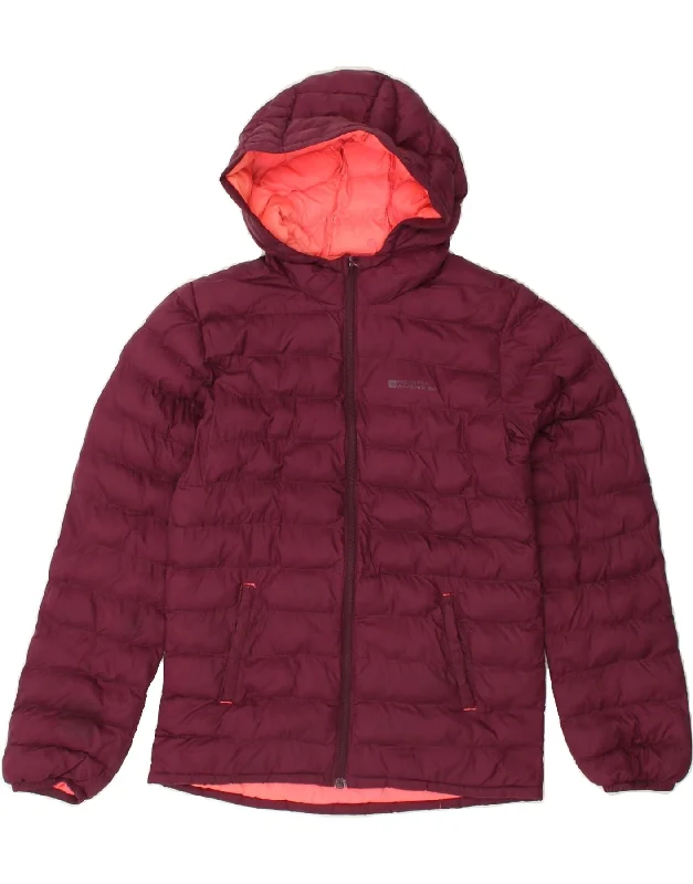 men's outdoor adventure jackets -MOUNTAIN WAREHOUSE Girls Hooded Padded Jacket 11-12 Years Maroon Nylon