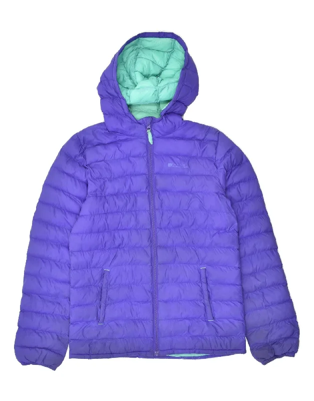 men's rainproof jackets for hiking -MOUNTAIN WAREHOUSE Girls Hooded Padded Jacket 12-13 Years Purple Nylon