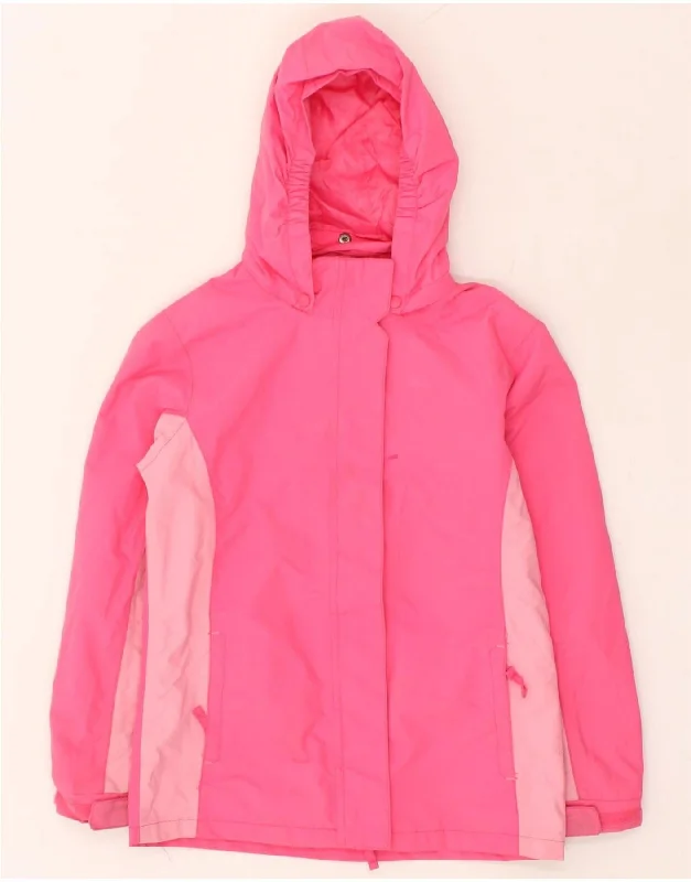 men's vintage jackets -MOUNTAIN WAREHOUSE Girls Hooded Rain Jacket 9-10 Years Pink Colourblock