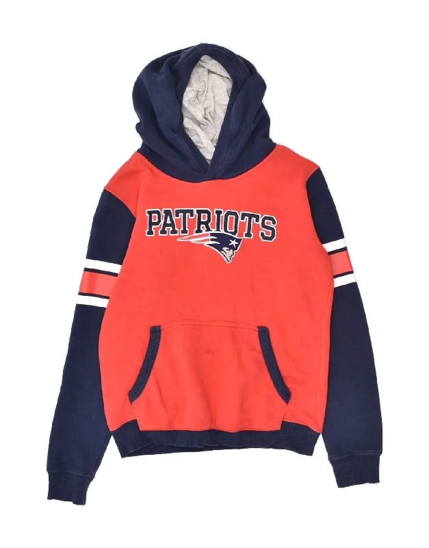 men's hoodie for exercise -NFL Boys Patriots Graphic Hoodie Jumper 10-11 Years Medium Red Colourblock