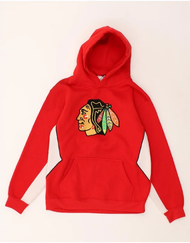 men's heavy-duty hoodies -NHL Boys Hockey Abstract Pattern Hoodie Jumper 8-9 Years Red Colourblock