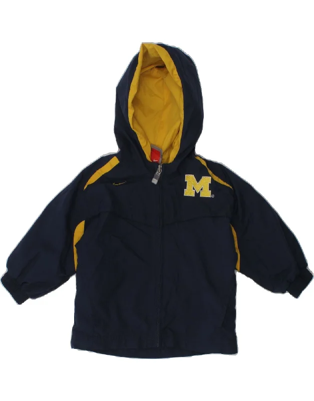 men's casual quilted jackets -NIKE Baby Boys Michigan Graphic Hooded Rain Jacket 9-12 Months Navy Blue