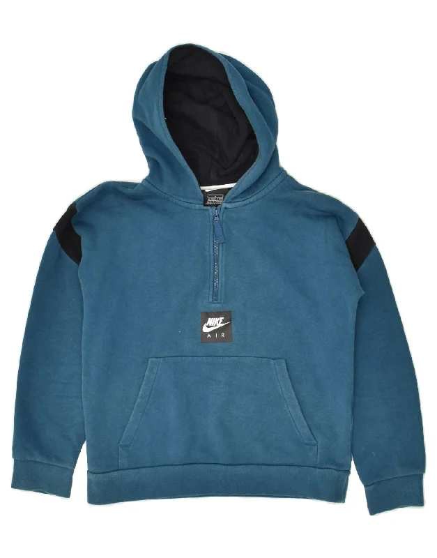 men's warm hoodies -NIKE Boys Air Graphic Hoodie Jumper 12-13 Years Large Blue Cotton