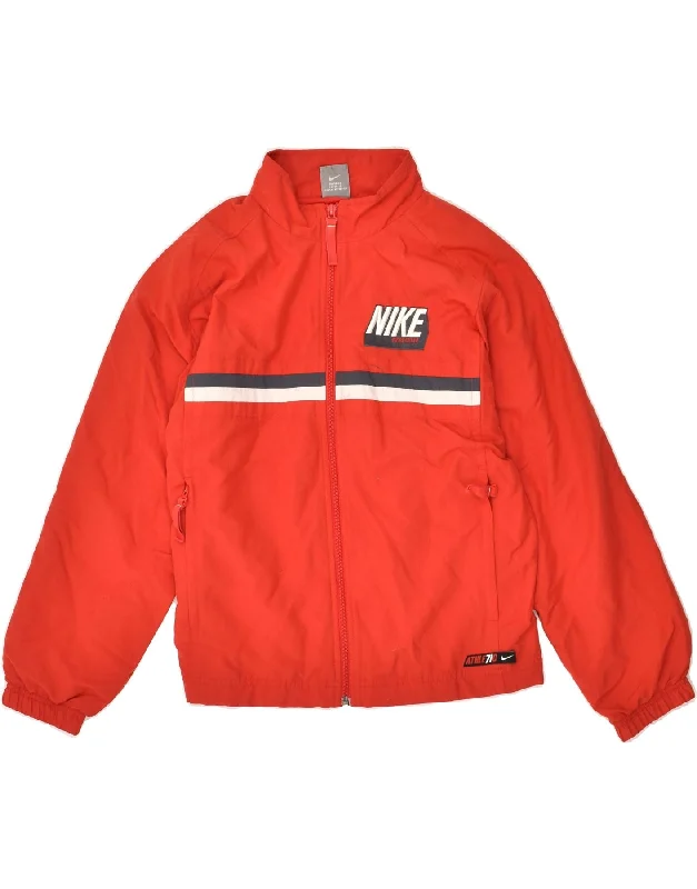 men's stylish parkas -NIKE Boys Bomber Jacket 14-15 Years Large  Red Polyester