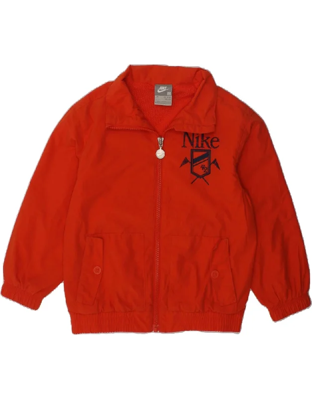 men's winter coats with fur -NIKE Boys Bomber Jacket 5-6 Years Medium Red Polyester