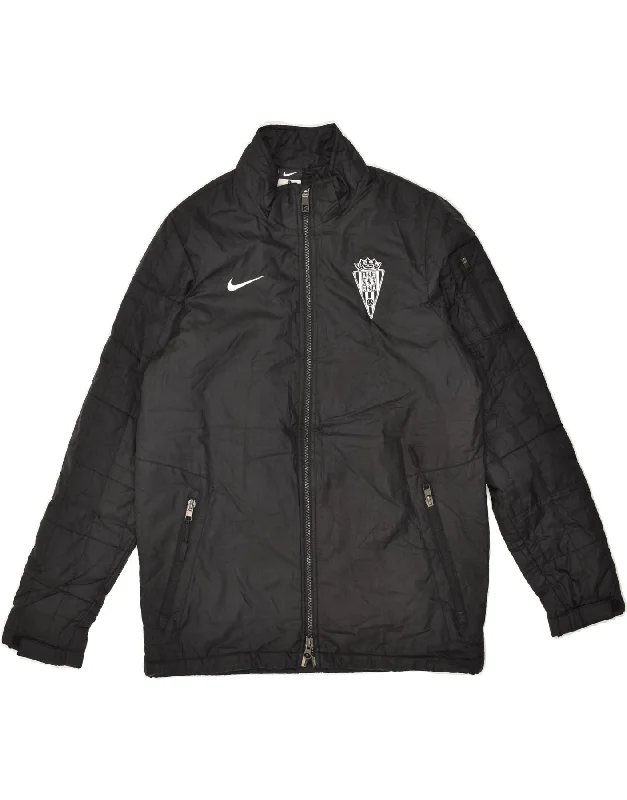 men's vintage jackets -NIKE Boys England Graphic Padded Jacket 12-13 Years Large  Black Polyester