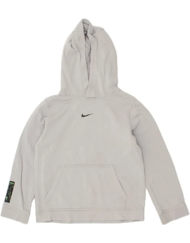 men's workout hoodies -NIKE Boys Graphic Hoodie Jumper 10-11 Years Medium  Grey Cotton