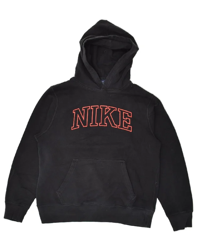 men's cotton hoodies -NIKE Boys Graphic Hoodie Jumper 13-14 Years XL Navy Blue Cotton