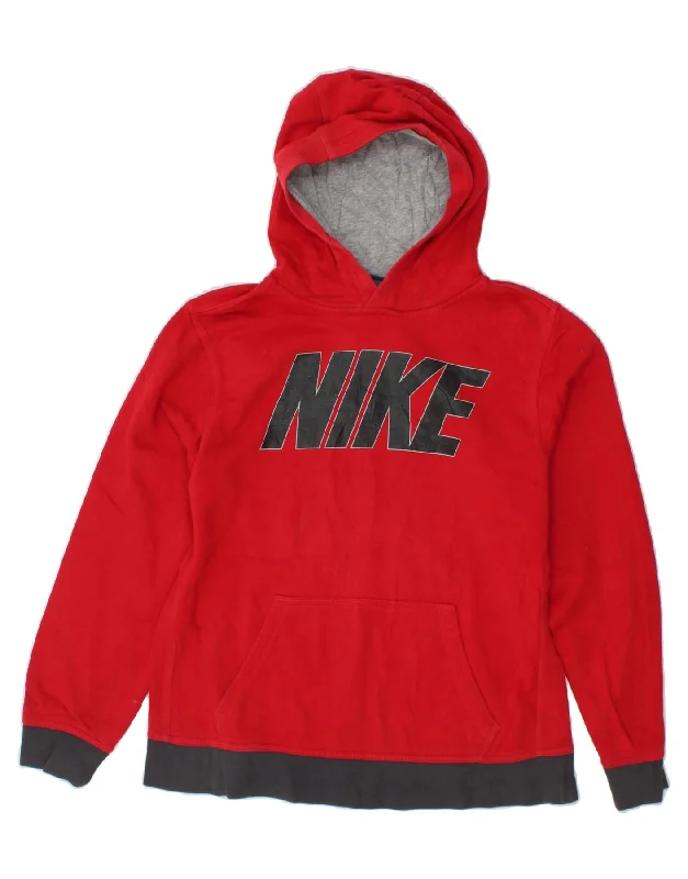 men's hoodie with unique design -NIKE Boys Graphic Hoodie Jumper 13-14 Years XL Red Cotton