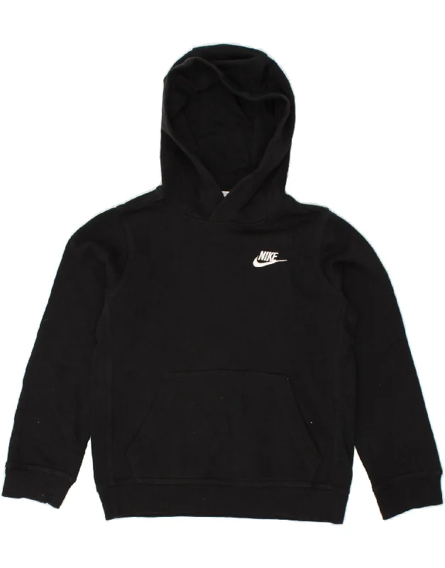 men's hoodie with designs -NIKE Boys Graphic Hoodie Jumper 8-9 Years Small Black Cotton