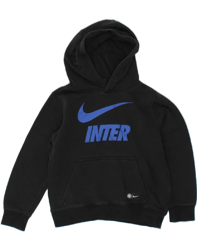 men's streetwear hoodies -NIKE Boys Graphic Hoodie Jumper 8-9 Years Small  Navy Blue Cotton